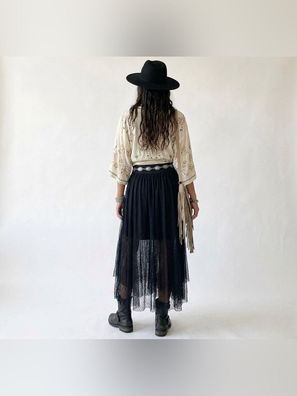Free People black lace midi /maxi skirt - Picture 2 of 8